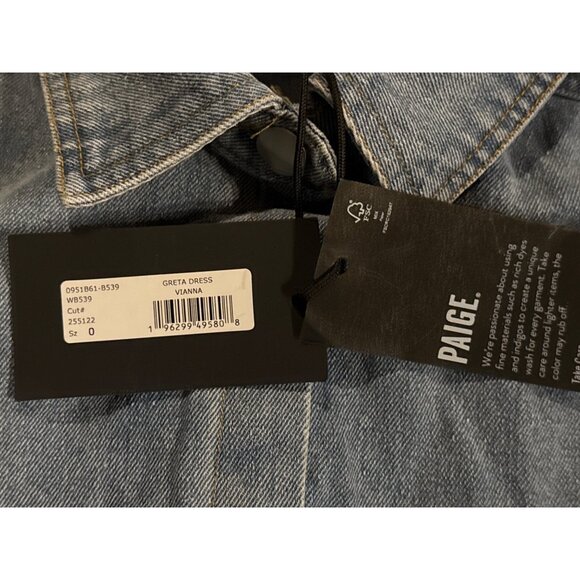 Paige Womens Denim Collared Tiered Mini Dress Long Sleeve Size 0 New With Tag - Picture 4 of 5